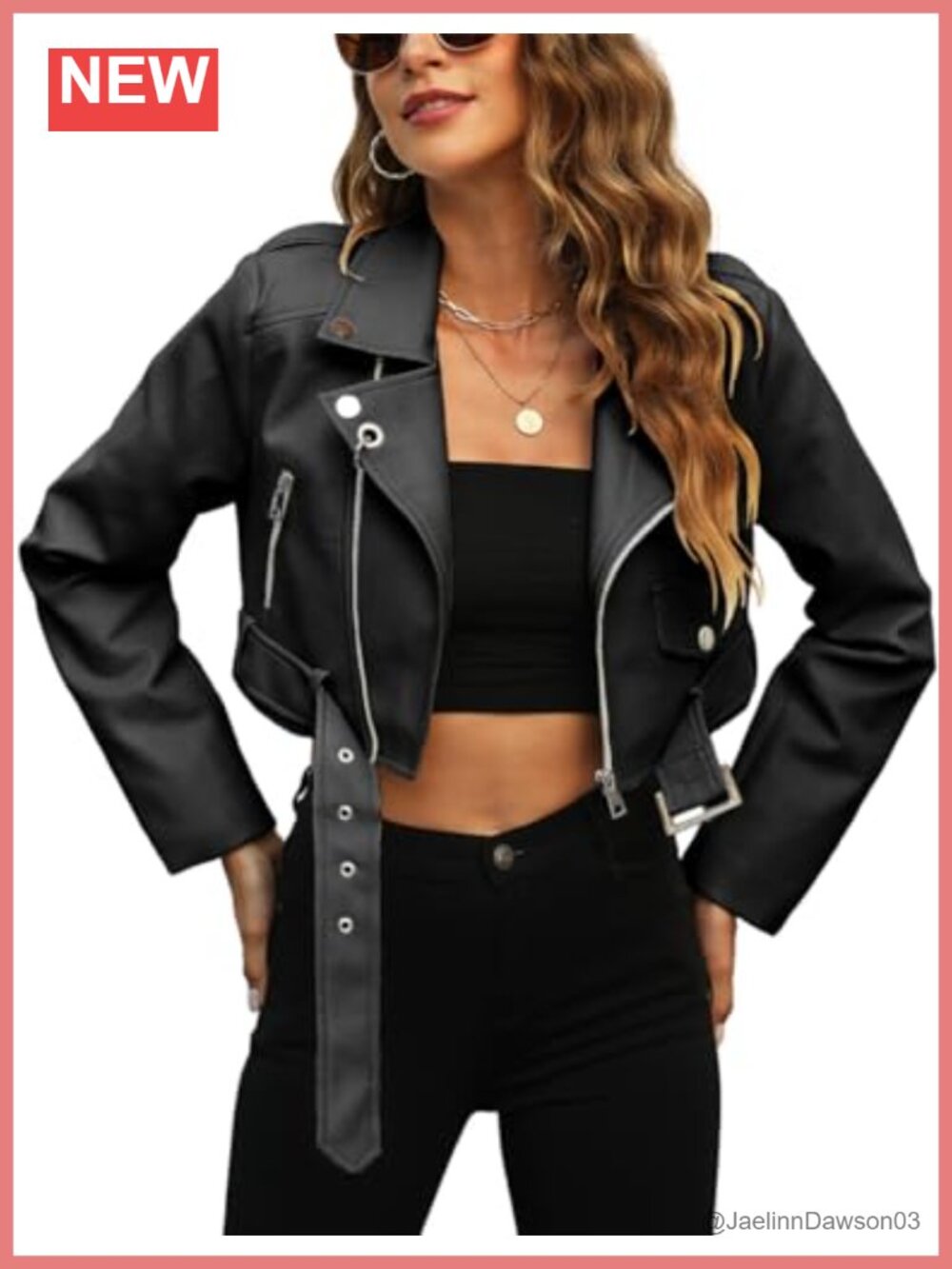 Women's Cropped Faux Leather Jacket Bomber PU Moto Coat